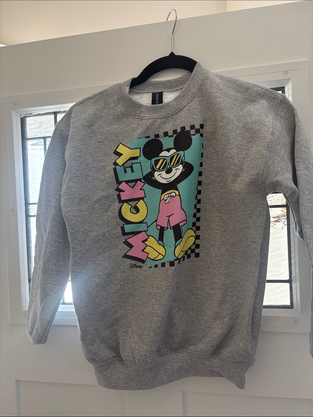 Disney Gray Crewneck Sweatshirt with Colorful Mickey Graphic